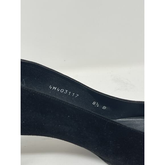 Vintage Stuart Weitzman Black Suede and Snakeskin Square Toe Pumps size 8 .5 B - Picture 8 of 13